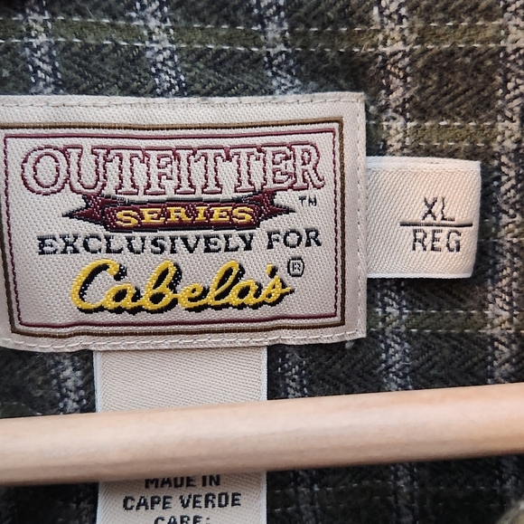Cabela's Outfitters Series Cotton Flannel Button Up Mens Shirt Olive Green XL - Picture 4 of 7